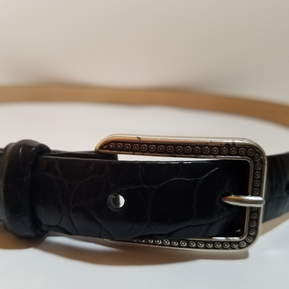 Talbots Aligator Pattern Brown Leather Belt size L